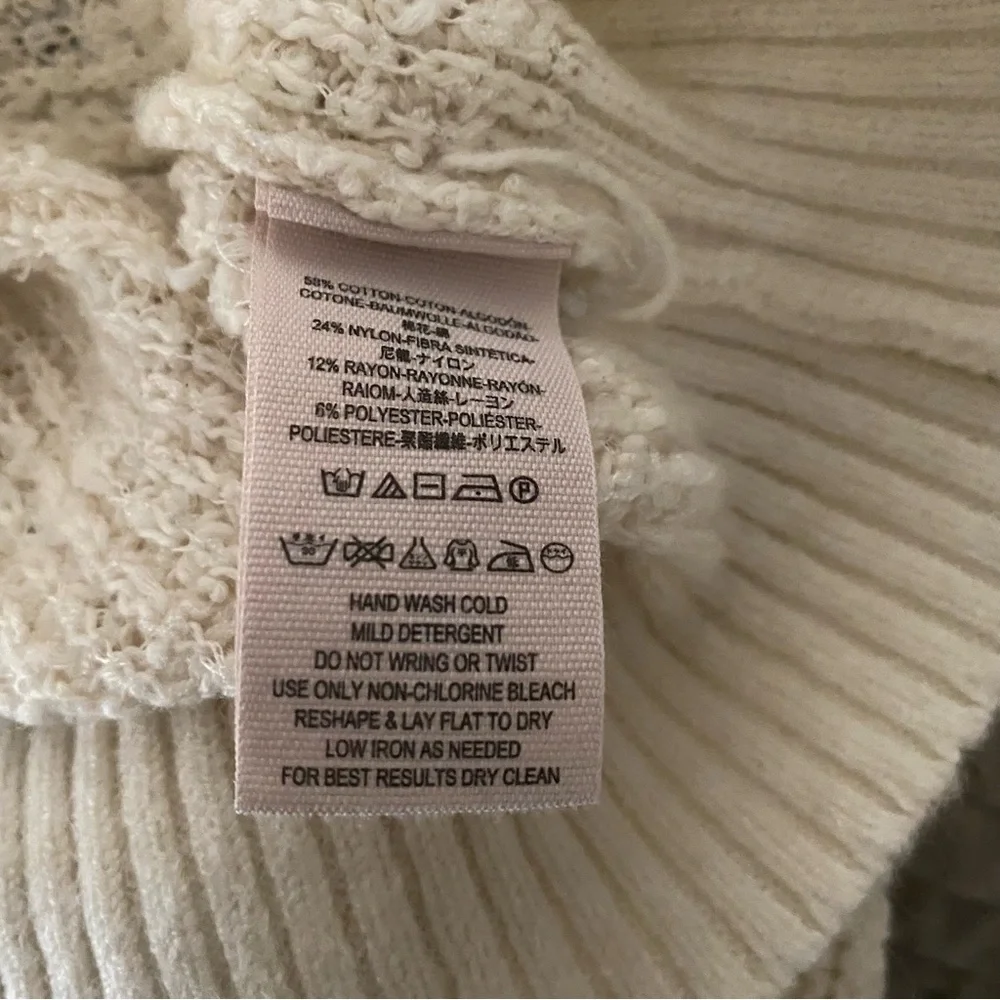 Free People By Your Side Sweater Ivory Cream Cowl Neck Oversized Nubby Sz Small